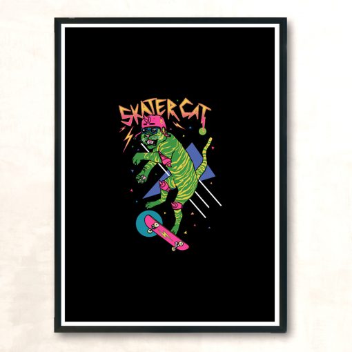 Skater Cat Modern Poster Print