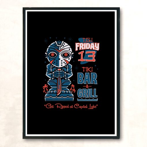 Tgi Friday 13th Tiki Bar Horror Movie Surf Modern Poster Print