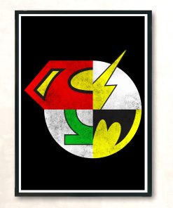 Green Lantern Batman The Flash Superman Symbol Mash Up Mens Aesthetic Wall Poster