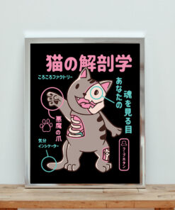 Cat Anatomy Japanese Aesthetic Wall Poster