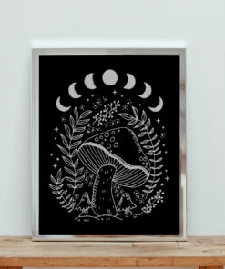 Dark Academia Aesthetic Mushroom Moon Witchy Aesthetic Wall Poster