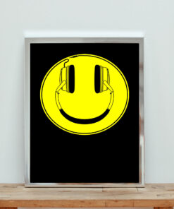 Headphone Happy Smile Face Bass Aesthetic Wall Poster