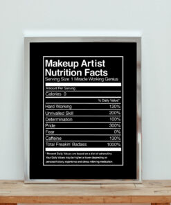 Makeup Artist Nutrition Facts Aesthetic Wall Poster