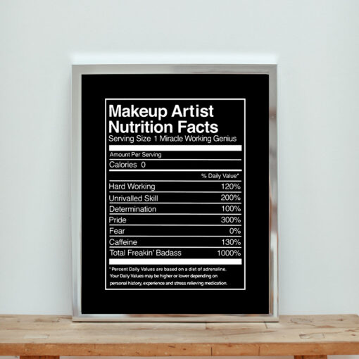 Makeup Artist Nutrition Facts Aesthetic Wall Poster