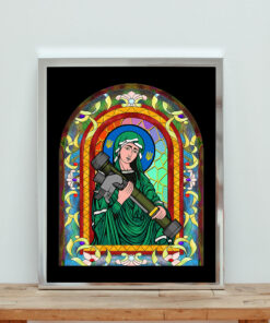 Saint Javelin Stained Glass Aesthetic Wall Poster