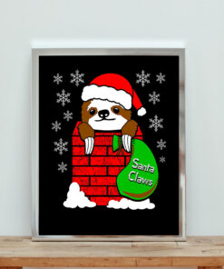 Santa Claws Cute Sloth In Chimney Aesthetic Wall Poster