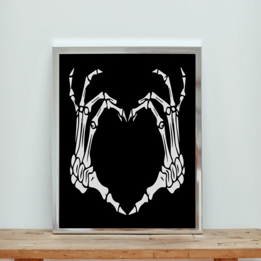 Skeleton Hand Heart Sign Bones Aesthetic Wall Poster