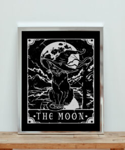 Tarot Card Crescent Moon And Black Cat Witch Hat Halloween (2) Aesthetic Wall Poster