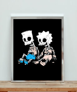 The Simpsons Bart And Lisa Skeletons Aesthetic Wall Poster